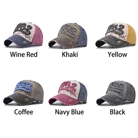 Washed Cotton Baseball Cap Retro 1962 Stickerei Distressed Street Style Verstellbarer Sonnenhut Für Herren Damen