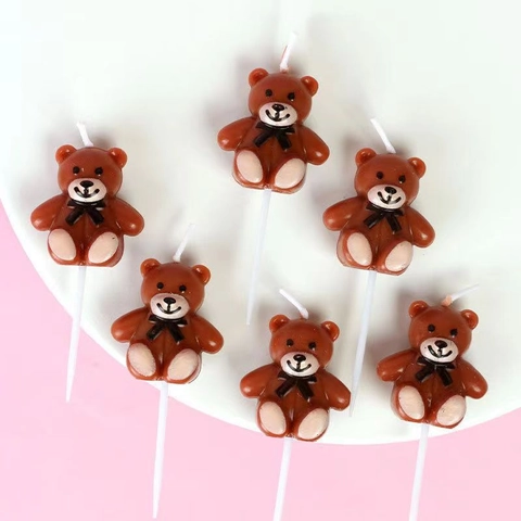 Cute Cartoon Bear Shape Birthday Candles Paraffin Wax Cake Topper For Children Birthday Party Decoration Ins Style Kawaii