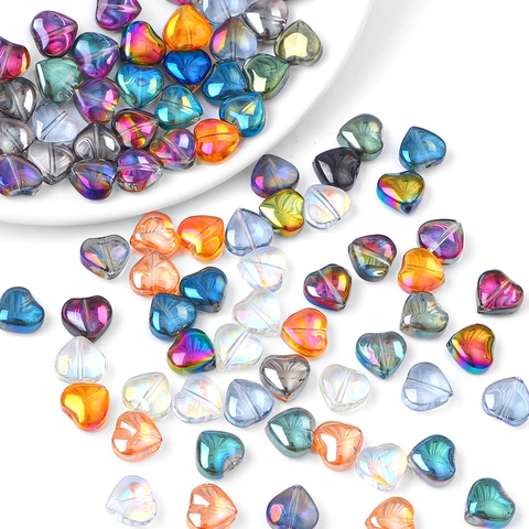 Perline Di Vetro A Forma Di Cuore AB Colorato Placcato Trasparente Stile Cristallo DIY Forniture Per Gioielli Perline Distanziatrici