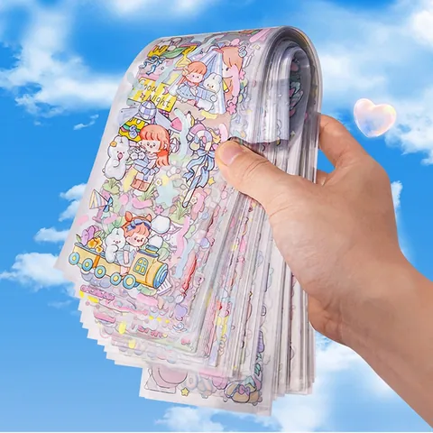 Adesivi In PET Per Ragazze Cartoni Animati Kawaii Impermeabili Trasparenti Pretagliati Per Scrapbooking Decorazione Fai Da Te