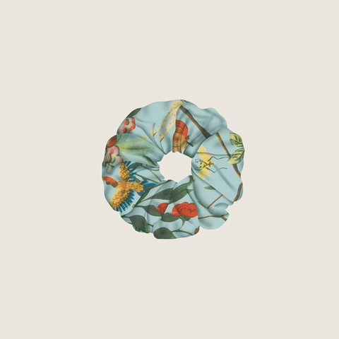 Floral Bird Jungle Printed Scrunchie Twill Satin Polyester Hair Ring Ponytail Holder Geometric Pattern Fashion Hair Accessories For Women