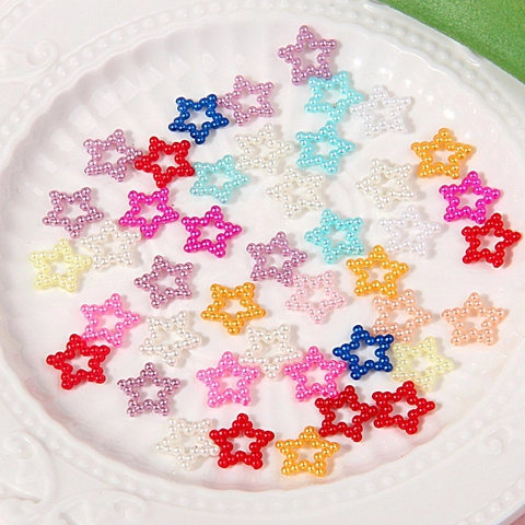 Star Shaped Beads Hollow Pentagram Simulated Artificial Pearl ABS Plastic DIY Craft Accessories For Hair Decor Phone Case