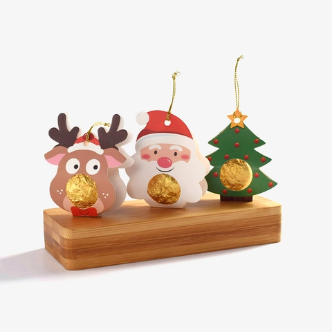 Christmas Candy Packaging Cards With Gold String Paper Hanging Tags Santa Claus Reindeer Christmas Tree Holiday Party Decoration