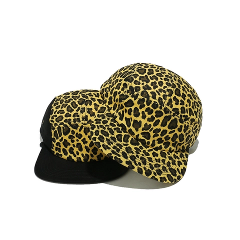 Leopard Print Five Panel Camper Hat Cotton Flat Brim Baseball Cap Adjustable Strap Outdoor Streetwear Sun Protection