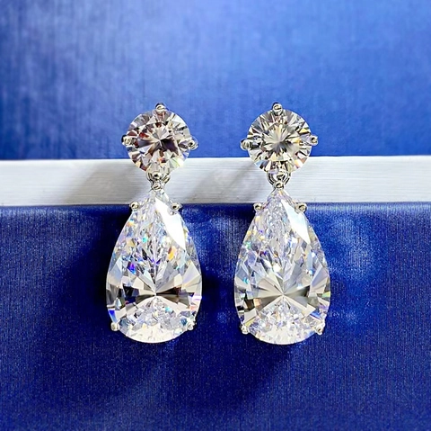 Orecchini a Goccia d'Acqua in Argento Sterling 925 con Zirconia per Donna Eleganti Orecchini Pendenti a Goccia Gioielli alla Moda Regalo