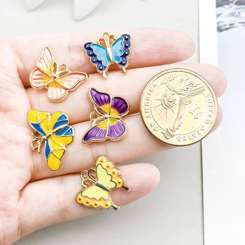 Butterfly Charms Pendants Zinc Alloy Enamel Gradient Assorted Colors For DIY Necklace Bracelet Jewelry Making