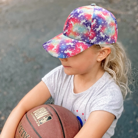 Kinder Mädchen Baseballkappe Einhorn Galaxie Gradient Druck Polyester Sonnenhut Verstellbar Outdoor Gebogene Krempe