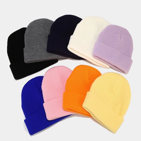 Gorro De Punto Acanalado Unisex Suave Cálido Color Sólido Gorro De Invierno Para Exterior Casual Estilo Minimalista