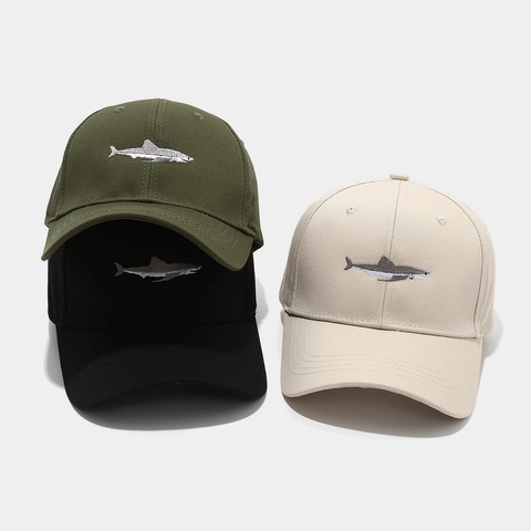 Cappello Da Baseball Cotone Ricamo Squalo Retro Visiera Curva Regolabile Casual Cappello Da Sole Per Uomini Donne