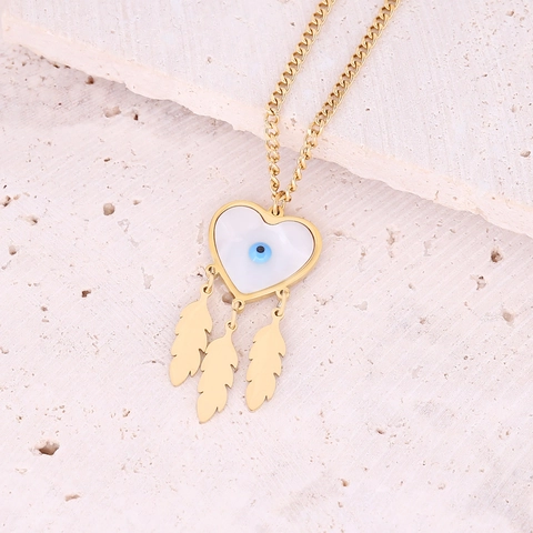 Collana Pendente Occhio Del Diavolo Acciaio Inossidabile Placcato Oro Smalto Gioielli Boho Per Donna