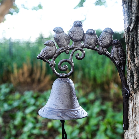 Timbre De Hierro Fundido Vintage Diseño De Pájaros Campana Decorativa De Pared Decoración De Jardín Patio Granja