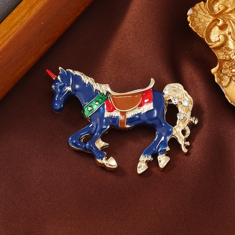 Elegante Spilla a Unicorno in Lega Smalto per Uomo Donna Spilla Animale Con Decorazione in Strass Gioielli alla Moda