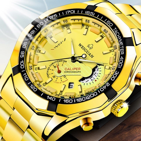 Men Quartz Watch Stainless Steel Chronograph Luminous Waterproof Date Multifunction Sport Business Wristwatch