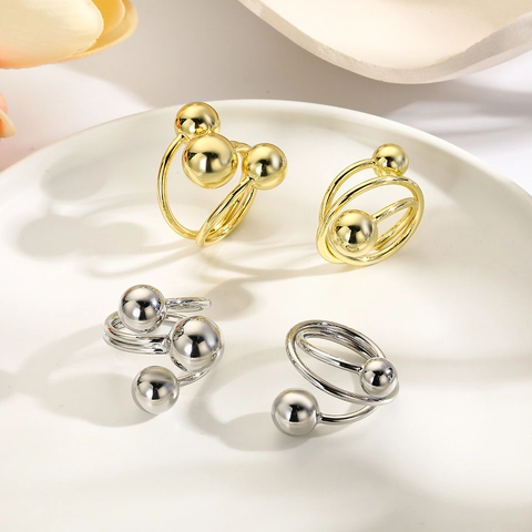 Spiral Mehrschichtiger Offener Ring Kupfer Hohlkugel Geometrischer Minimalistischer Schmuck Für Frauen