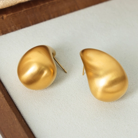 Orecchini A Lobo Teardrop Acciaio Al Titanio Placcato Oro Goccia D'acqua Design Minimalista Gioielli Moda Donna