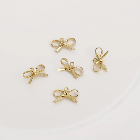 3D Bowknot Charms 14K Gold Plated Copper Bow Pendants For DIY Jewelry Making Necklaces Earrings Accessories