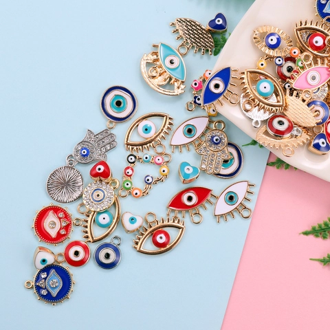 Evil Eye Hamsa Hand Charms Κράμα Σμάλτο Στρας Μενταγιόν Για DIY Κατασκευή Κοσμημάτων Βραχιόλι Κολιέ Σκουλαρίκια Αξεσουάρ