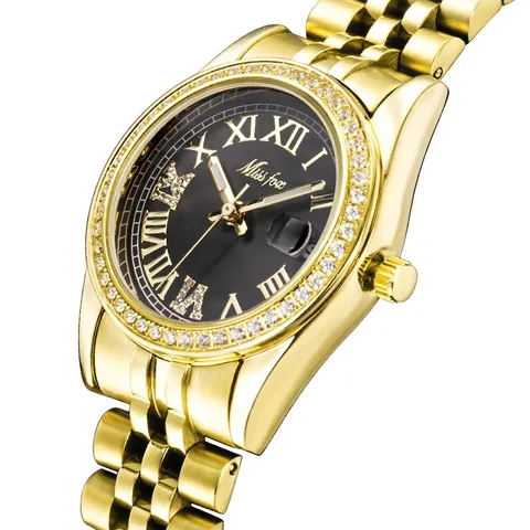 Orologio Donna Quarzo Acciaio Inossidabile Strass Luminoso Impermeabile Data Calendario Moda Lusso Da Polso