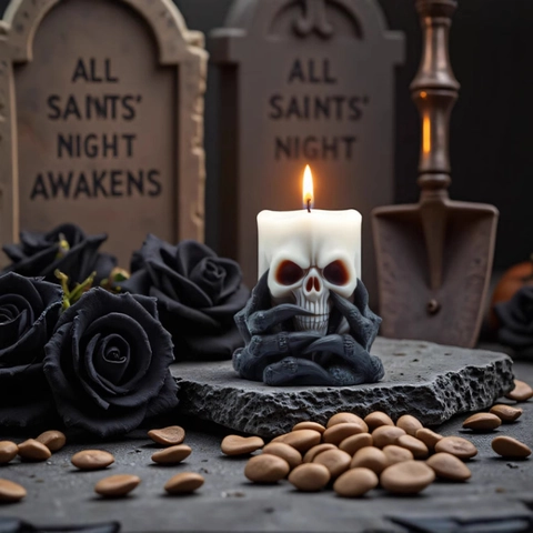 3D Skeleton Hand Skull Candle Mold Silicone DIY Gothic Death Grip Scented Candle Soap Wax Plaster Making Tool Halloween Decor