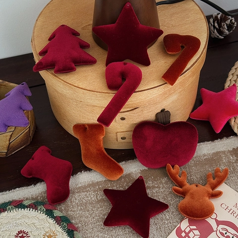 Christmas Velvet Hanging Ornaments Soft Flocking Tree Star Sock Shapes For DIY Holiday Home Party Decoration