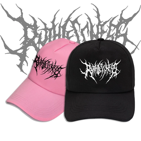 Cotton Baseball Cap Gothic Lettering Print Adjustable Sun Hat Outdoor Hip Hop Streetwear For Men Women