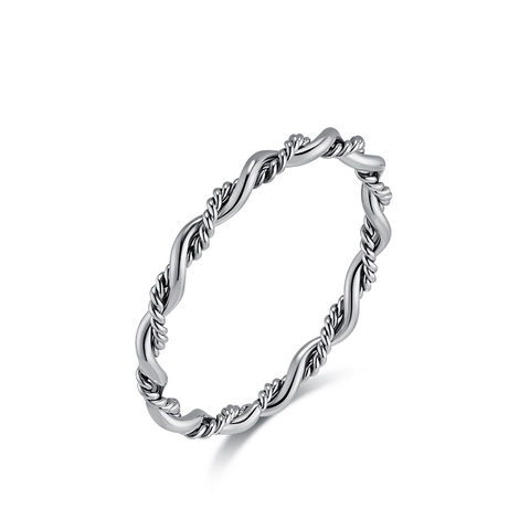 Anillo Trenzado de Cuerda Torsadeada de Acero Inoxidable para Mujer Anillo de Dedo Tejido de Moda Minimalista Francés Joyería de Viajero