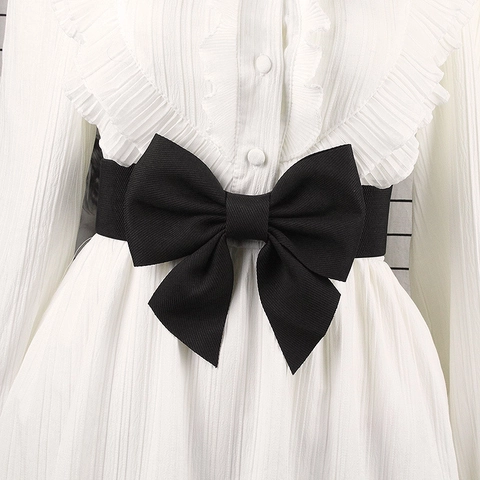 Women Elastic Waist Belt Wide Corset Cinch With Large Bowknot Decoration Elegant Fashion Snap Button Fabric Accessory