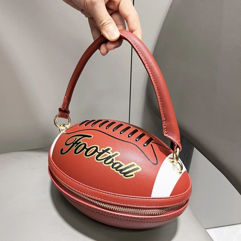 Bolso De Mano Con Forma De Fútbol Novedad Cuir PU Denim Estilo Deportivo Creativo Fiesta Bolso De Hombro Para Mujeres