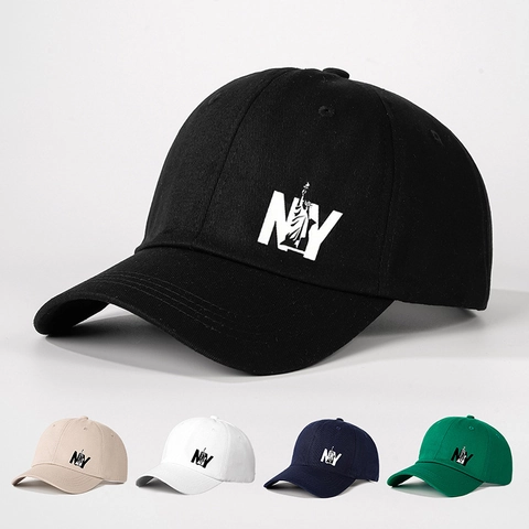 Honkbalpet Polyester Gebogen Rand Verstelbaar NY Print Vrijheidsbeeld Streetwear Sportieve Hoed