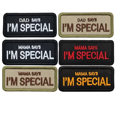 Écusson Brodé Slogan Mama Says Im Special Morale Badge Tactique Avec Dos Auto Agrippant Pour Sac À Dos Vêtements