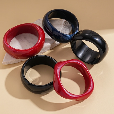 Acryl Harz Armreif Breit Unregelmäßig Geometrisch Marmormuster Hochglanz Mode Schmuck Für Damen
