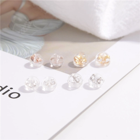 Ohrring Verschlüsse 925 Sterling Silber Und Silikon Transparent Sicher Stopper Für Ohrstecker DIY Schmuckzubehör