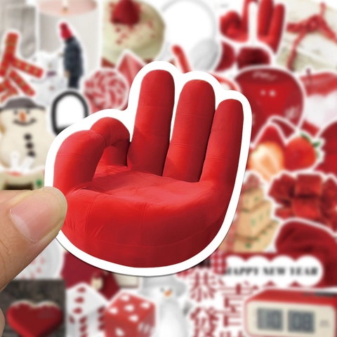 Adesivi Creativi di Capodanno Rossi per Scrapbook Tazza d'Acqua Custodia per Telefono Impermeabile PVC DIY Adesivi Decorativi