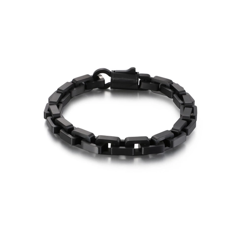 Men's Stainless Steel Chain Bracelet Punk Rectangular Geometric Interlocking Link Motorcycle Jewelry Fashion Hip Hop