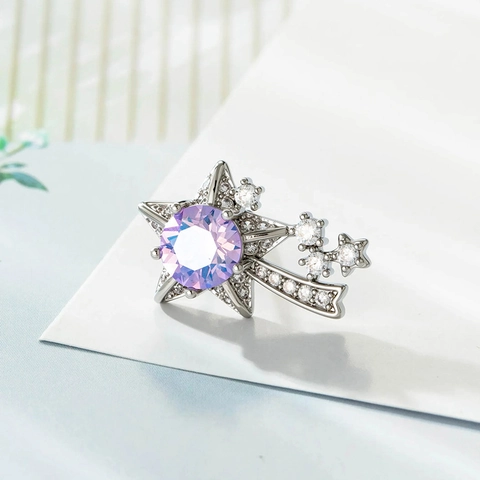 Star Meteor Stud Earrings With 925 Sterling Silver Earring Post Colorful Zircon Inlaid Elegant Fashion For Women
