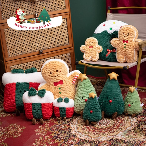 Almohada de Peluche Feliz Navidad Árbol de Navidad Hombre de Jengibre Corona Juguete de Peluche Decoración del Hogar Regalo de Navidad para Niños