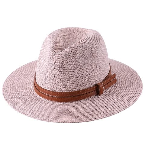 Damen Faltbarer Panama Strohhut Sonnenschutz Breite Krempe Strand Fedora Hut Mit Stilvoller Gürteldekoration Sommer Jazz Sonnenhut