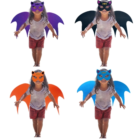 Halloween Kids Bat Wings And Mask Costume Felt Cosplay Props For Birthday Party Dress Up