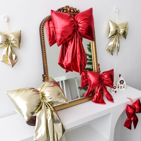 Weihnachtsschleifen Metallic Glanz Große Hängende Baum Dekoration Festliche Haus Deko Feiertag Party Zubehör Thema