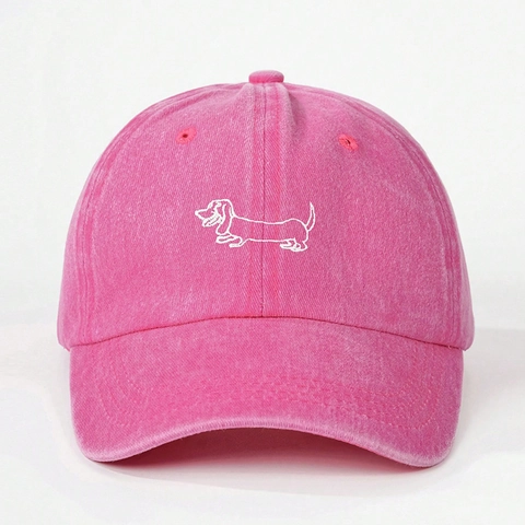Casquette De Baseball En Coton Lavé Avec Broderie Chien Teckel Rétro Ajustable Style Vintage Pour Femmes Hommes