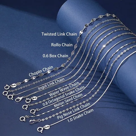 Cadena De Collar De Plata De Ley 925 Para Mujer Cadena De Eslabones Finos Básicos Estilo Ola De Agua Serpiente Caja Chopin