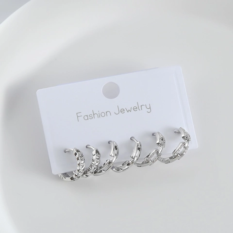 Creolen Met 925 Sterling Zilveren Oorknopjes Verguld Koper Cubic Zirconia Elegant Geometrisch Mode Sieraden Vrouwen