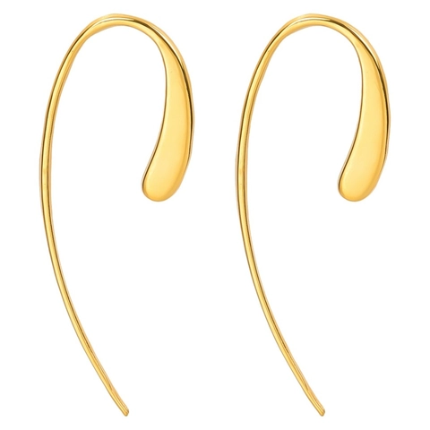 Minimalist 304 Stainless Steel Teardrop Hook Earrings For Women Long Curved Wire Earline Piercing Jewelry Waterdrop Dangle Earrings