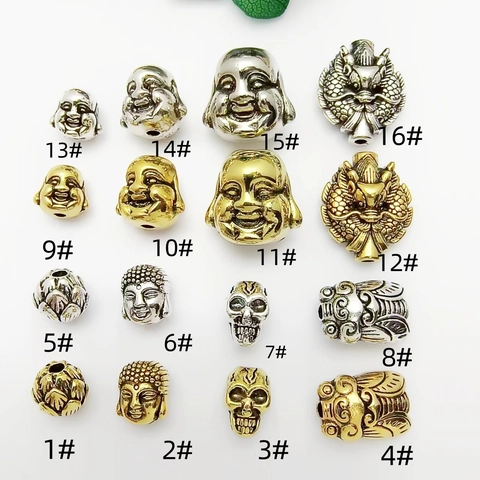 Alloy Buddha Kopf Lotus Schädel Drache Zikade Perlen DIY Schmuckherstellung Zubehör Ethnischen Retro Stil Antik Silber Gold