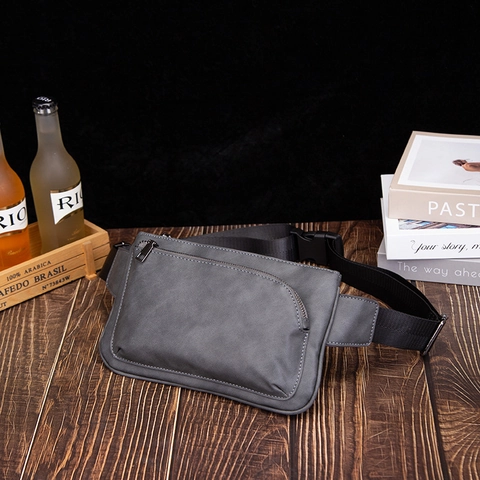 Men Waist Bag Matte PU Leather Waterproof Streetwear Crossbody Chest Pack For Daily Travel Casual Style