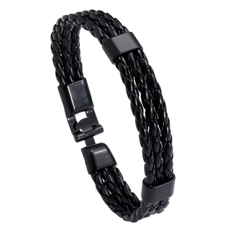 Geflochtenes PU-Lederarmband Mehrlagig Legierungsschnalle Retro Street Style Schmuck Für Damen Herren