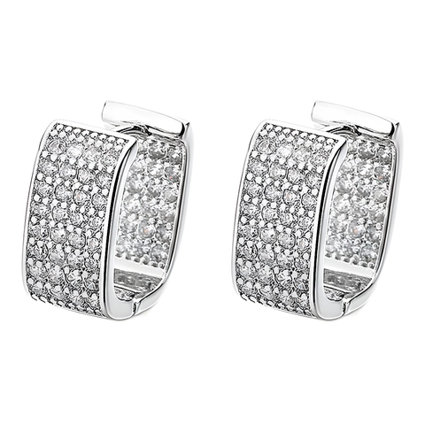Rectangular Hoop Earrings With Copper And Cubic Zirconia Pave Minimalist Luxury Geometric Jewelry Accessories For Women