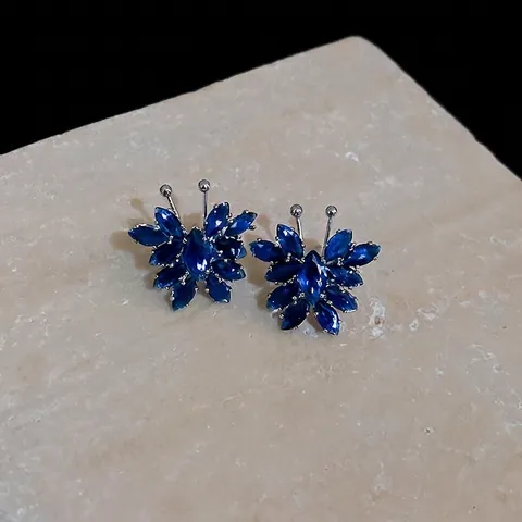 Butterfly Stud Earrings With Silver Earring Post Elegant Korean Zircon Inlaid Fashion Jewelry For Women Niche Design