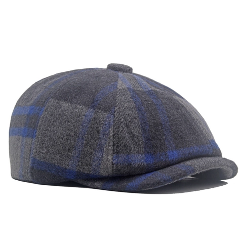 Gorra Newsboy De Cuadros Vintage Mezcla De Lana Cálida Invierno Boina Octogonal Estilo Británico Ajustable Para Hombre