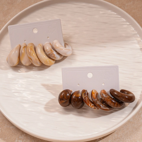 Boucles D'oreilles Résine Acrylique Tige Acier Texture Marbre Écaille Tortue Géométrique Forme C Goutte Vintage Femmes